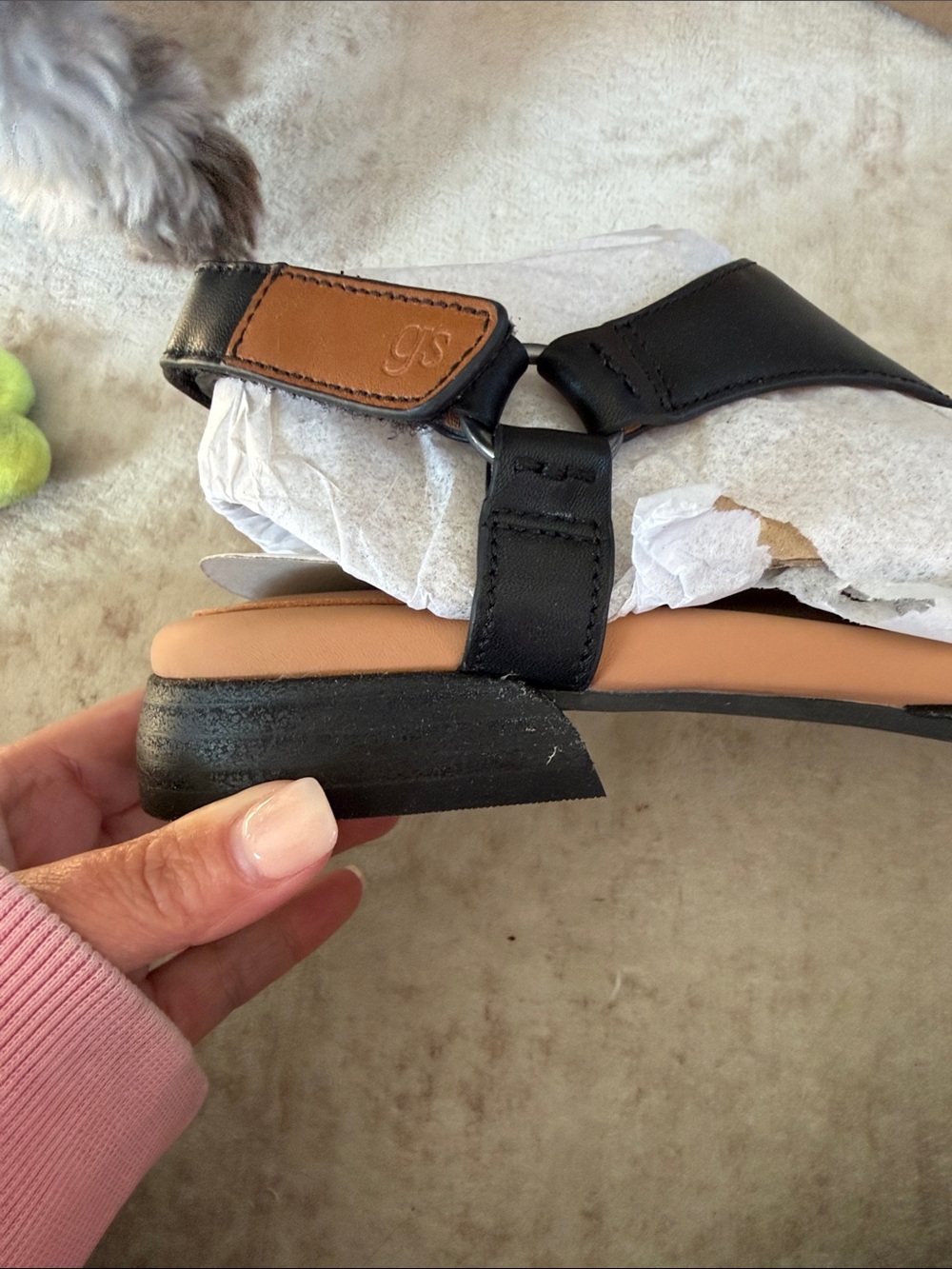 Kenneth Cole Black Pointed Thong Slingback Sandals - Picture 7 of 12